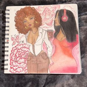 Two Women & Two Different Vibes, Feminine Wall Art Illustration